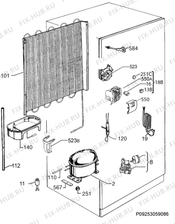 Взрыв-схема холодильника Faure FBB28465SA - Схема узла Cooling system 017