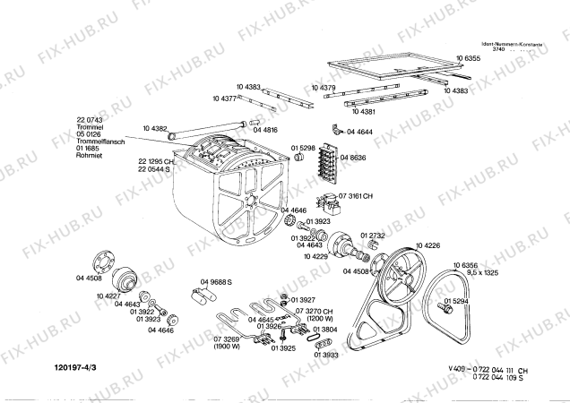 Взрыв-схема стиральной машины Bosch 0722044111 V409 - Схема узла 03