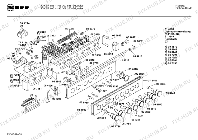 Схема №6 E1180W0 JOKER 185 с изображением Ручка регулировки мощности для духового шкафа Bosch 00057784