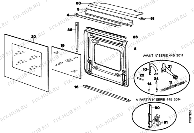 Взрыв-схема плиты (духовки) Faure CCE470M1 - Схема узла Door 003