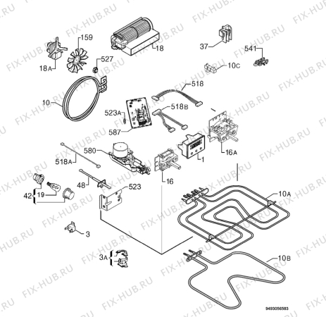 Взрыв-схема плиты (духовки) Privileg 00086012_61434 - Схема узла Electrical equipment 268