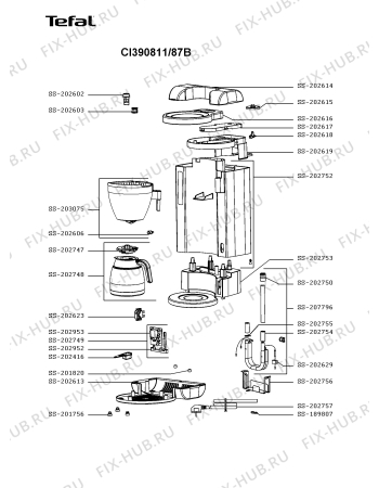 Схема №1 CI390811/87B с изображением Холдер фильтра  для кофеварки (кофемашины) Tefal SS-203075