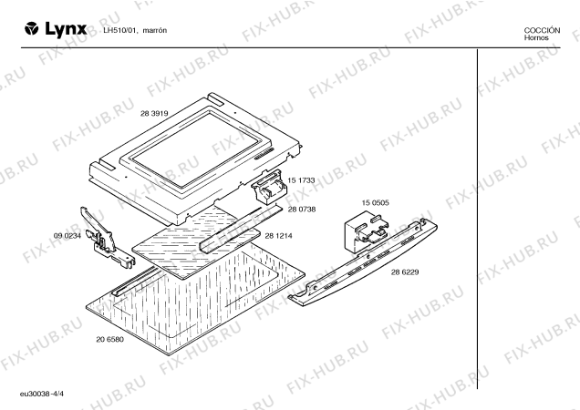 Взрыв-схема плиты (духовки) Lynx LH510 - Схема узла 04