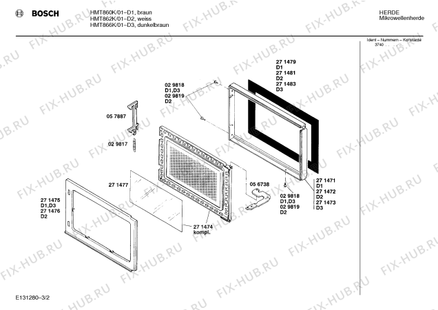 Схема №3 HMT862K с изображением Контактная пленка для микроволновой печи Bosch 00058502