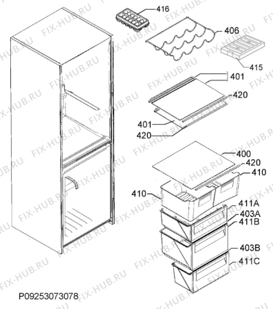 Взрыв-схема холодильника Ikea KYLIG 00282354 - Схема узла Internal parts