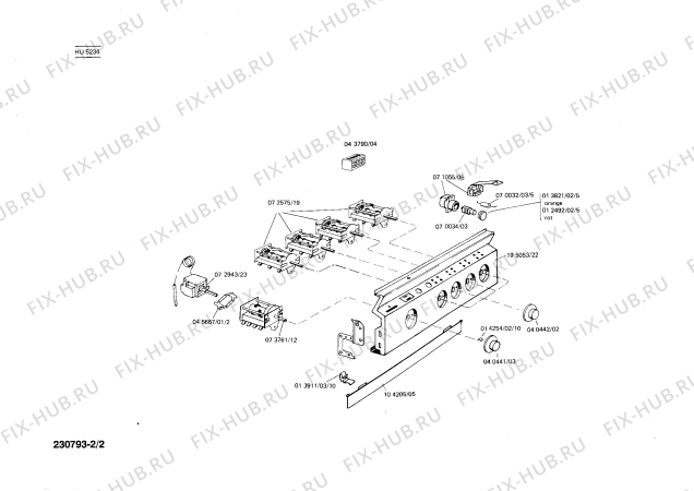 Взрыв-схема плиты (духовки) Siemens HU5234 - Схема узла 02