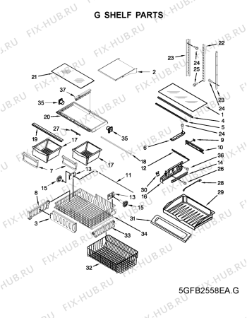 Схема №7 5GFB2058EA с изображением Запчасть для холодильника Whirlpool 482000095880