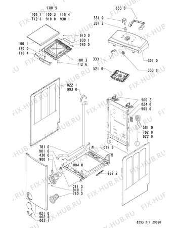 Схема №2 AWE 2116 с изображением Обшивка для стиралки Whirlpool 481245217872