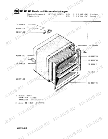Взрыв-схема плиты (духовки) Neff 1312148631 1077/111LEHD-4 - Схема узла 02