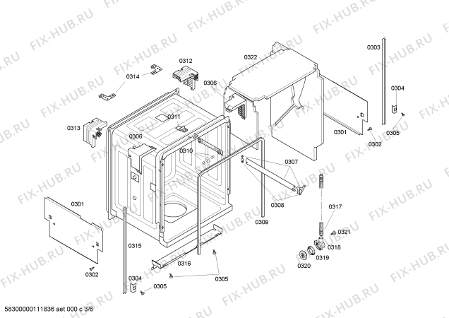 Взрыв-схема посудомоечной машины Bosch SHE46C02UC Bosch - Схема узла 03