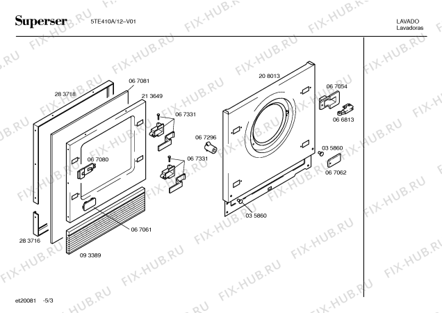 Схема №5 5TE410A с изображением Панель для стиральной машины Bosch 00288346