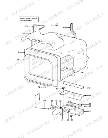 Взрыв-схема плиты (духовки) Parkinson Cowan L50GXWNG - Схема узла H10 Main Oven Cavity (large)