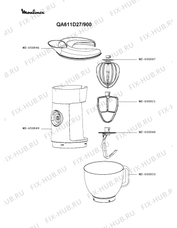 Взрыв-схема кухонного комбайна Moulinex QA611D27/900 - Схема узла BP005771.9P2