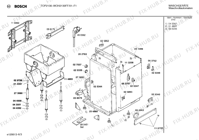 Взрыв-схема стиральной машины Bosch WOH2130FF, TOP2130 - Схема узла 03
