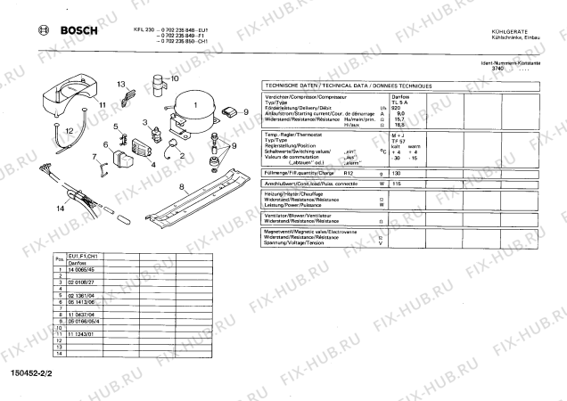 Взрыв-схема холодильника Bosch 0702235850 KFL230 - Схема узла 02