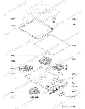 Схема №1 AKL359NE07 (F091785) с изображением Поверхность для плиты (духовки) Indesit C00316339