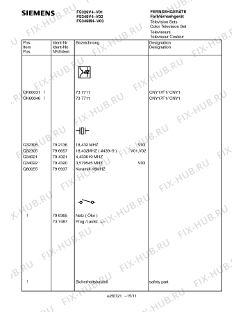Схема №15 FS329V4 с изображением Защитное сопротивление для жк-телевизора Siemens 00796939