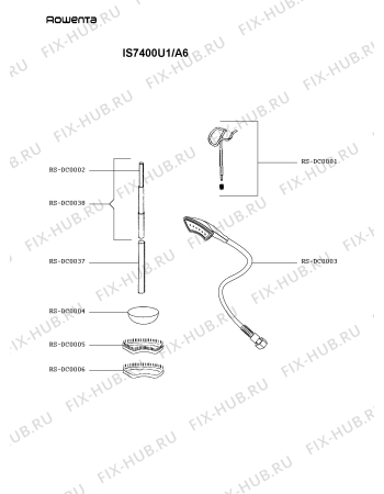 Взрыв-схема утюга (парогенератора) Rowenta IS7400U1/A6 - Схема узла UP001554.6P2