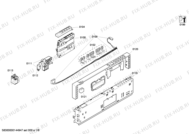 Схема №6 DF240140 с изображением Набор кнопок для посудомоечной машины Bosch 00614715