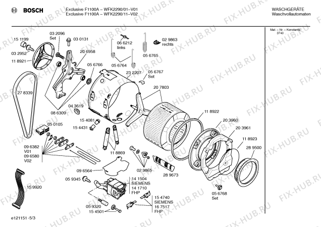 Взрыв-схема стиральной машины Bosch WFK2290 Exclusiv F1100A - Схема узла 03
