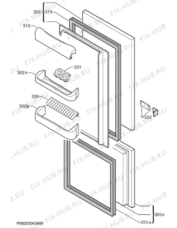 Взрыв-схема холодильника Electrolux FI22/11ES - Схема узла Door 003