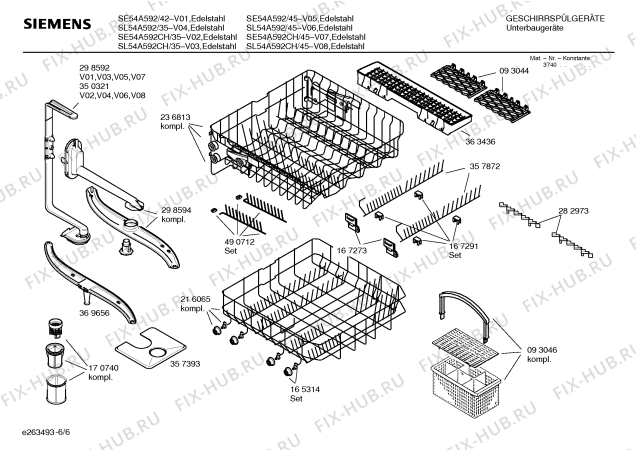 Взрыв-схема посудомоечной машины Siemens SE54A592CH - Схема узла 06