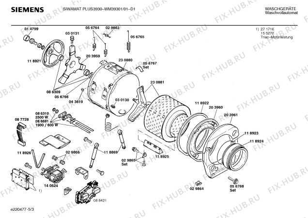 Схема №4 WH39900FG SIWAMAT PLUS 3990 с изображением Мотор для стиральной машины Bosch 00140524