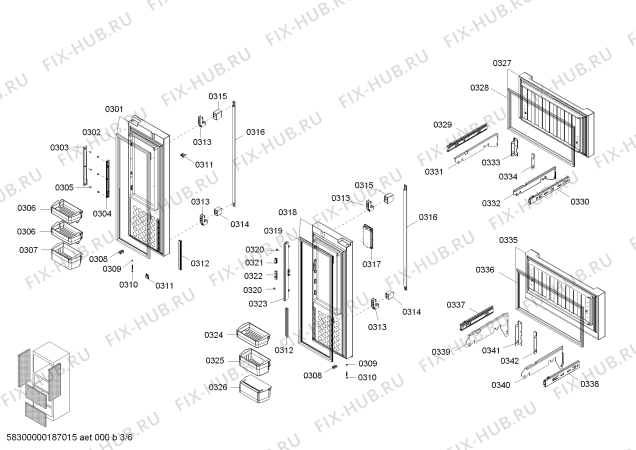 Схема №5 KM40FAI20, Siemens с изображением Дверь для холодильной камеры Siemens 00714435