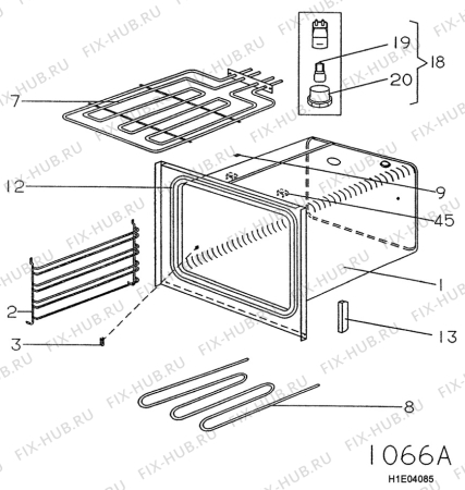 Взрыв-схема комплектующей Rosenlew RTKL51 - Схема узла H10 Main Oven Cavity (large)