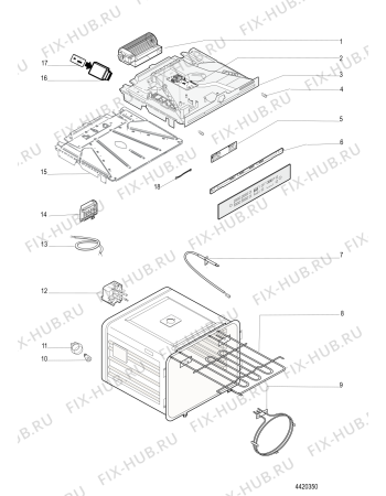 Взрыв-схема плиты (духовки) Hotpoint-Ariston FK1039E20XHAS (F080642) - Схема узла