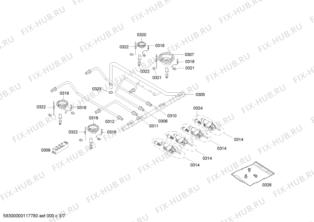 Взрыв-схема плиты (духовки) Bosch HSW745020E - Схема узла 03