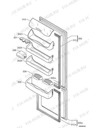 Взрыв-схема холодильника Zanussi ZK29/9R - Схема узла Door 003