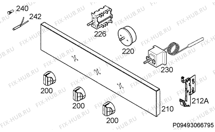 Взрыв-схема плиты (духовки) Zanussi ZOB32707XK - Схема узла Command panel 037