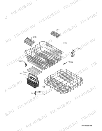 Взрыв-схема посудомоечной машины Aeg FSK31610Z - Схема узла Basket 160
