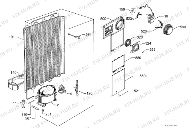 Взрыв-схема холодильника Aeg Electrolux S72398KA6 - Схема узла Cooling system 017