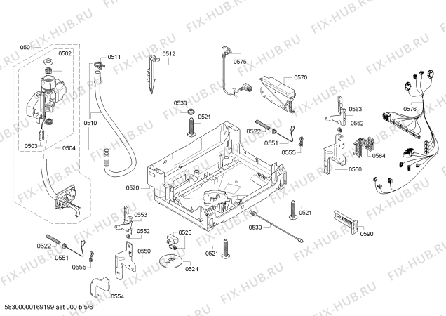 Взрыв-схема посудомоечной машины Bosch SMI40D65EU AquaStop - Схема узла 05