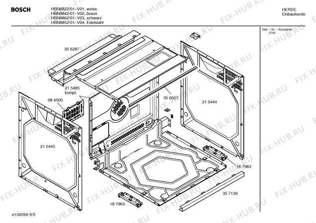 Взрыв-схема плиты (духовки) Bosch HBN8852 - Схема узла 05
