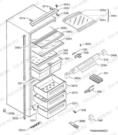 Взрыв-схема холодильника Juno Electrolux ENN28600 - Схема узла Housing 001