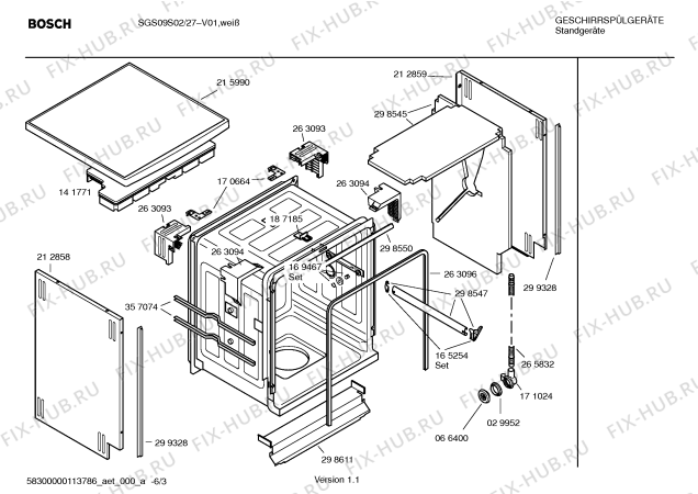 Схема №4 SGS09S02 @ Logixx с изображением Модуль управления для посудомойки Bosch 00491260