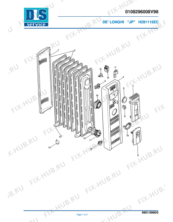 Схема №1 H291115EC с изображением Инструкция по эксплуатации для электрообогревателя DELONGHI 5708004200