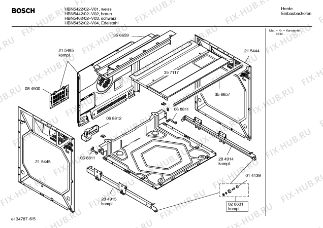 Схема №5 HBN5422 с изображением Инструкция по эксплуатации для духового шкафа Bosch 00584146