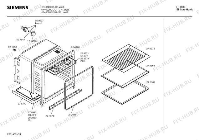 Взрыв-схема плиты (духовки) Siemens HR46020 - Схема узла 04