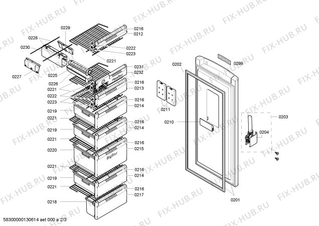 Взрыв-схема холодильника Bosch GSN32V15 - Схема узла 02