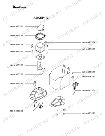 Взрыв-схема хлебопечки Moulinex ABKEP1(2) - Схема узла CP002661.6P2