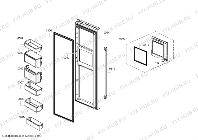 Схема №5 KAD80A404 Side by side с изображением Задняя стенка для холодильника Bosch 00774369