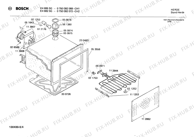 Схема №4 0750092068 EH685SG с изображением Панель для плиты (духовки) Bosch 00115988