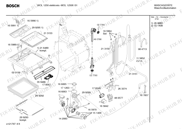 Взрыв-схема стиральной машины Bosch WOL1250II WOL1250 electronic - Схема узла 04