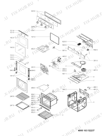 Схема №1 AKP 254/NA с изображением Панель для плиты (духовки) Whirlpool 481010352980