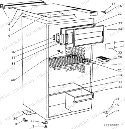 Взрыв-схема холодильника Atlas KB217-3 - Схема узла C10 Cabinet/Interior