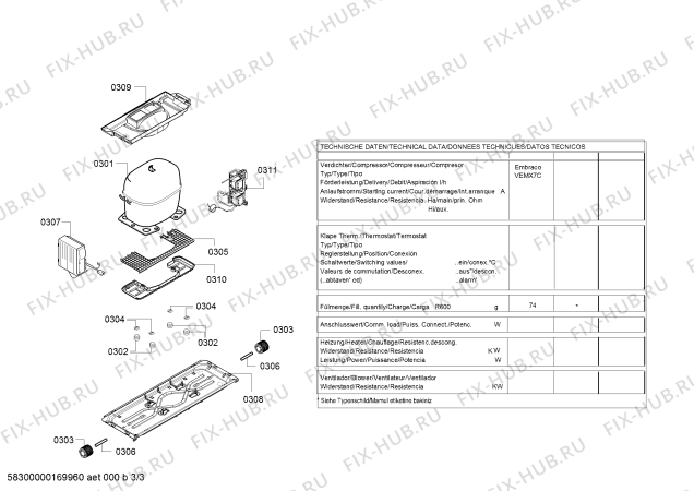 Взрыв-схема холодильника Bosch KGE36EI42 Bosch - Схема узла 03